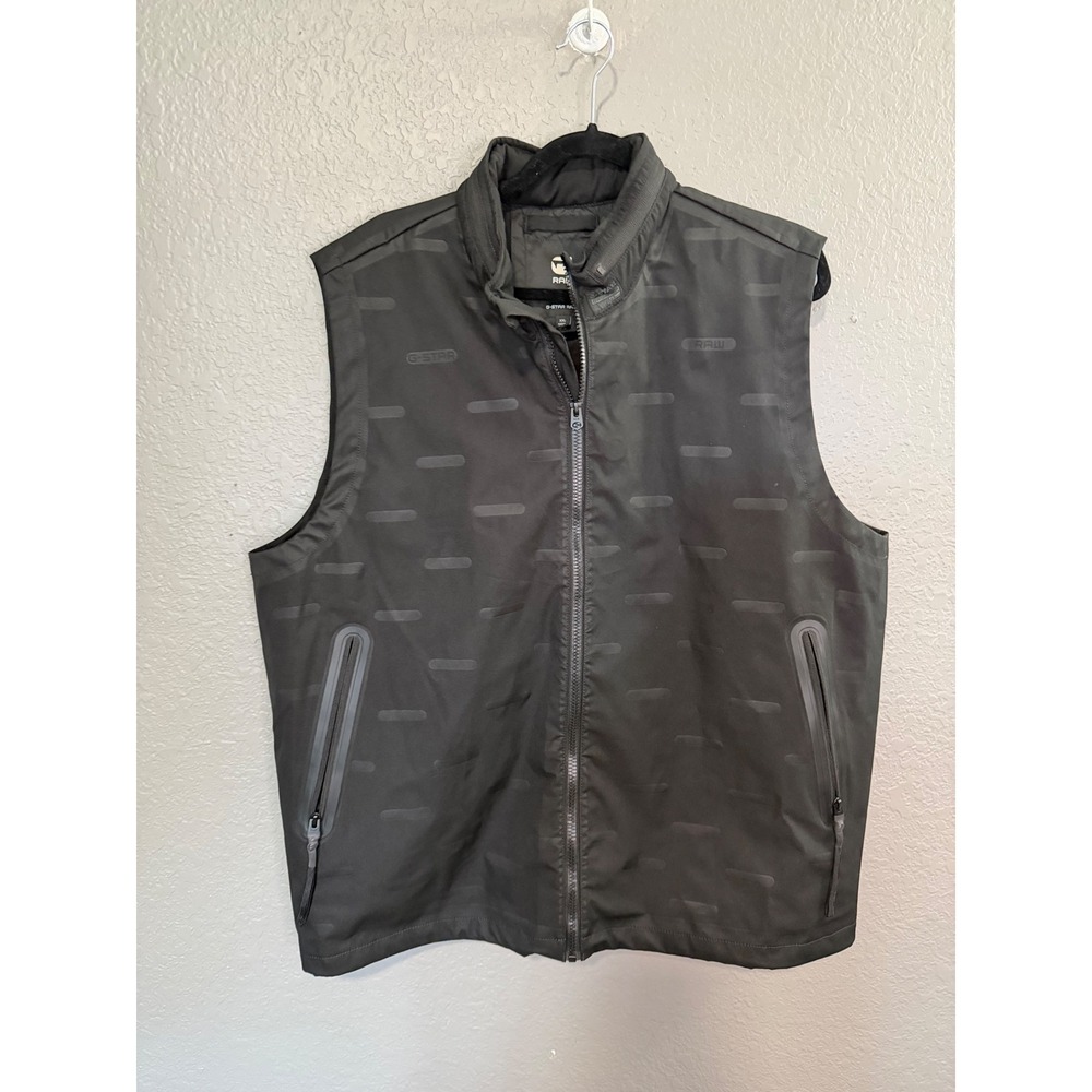 G-Star Raw Black Dash Pattern Vest Packable
Hood XXL Utility Transitional Sleek